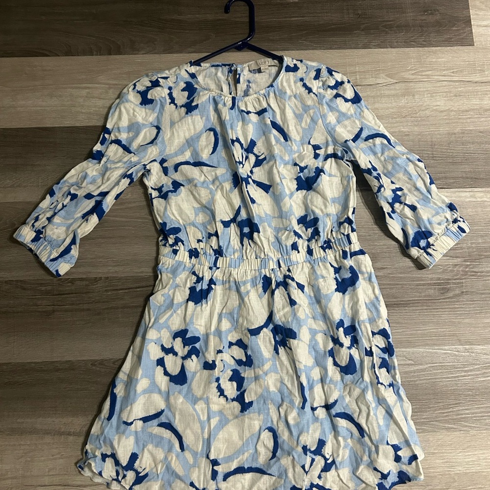 LOFT Blue and White Floral Mini Dress